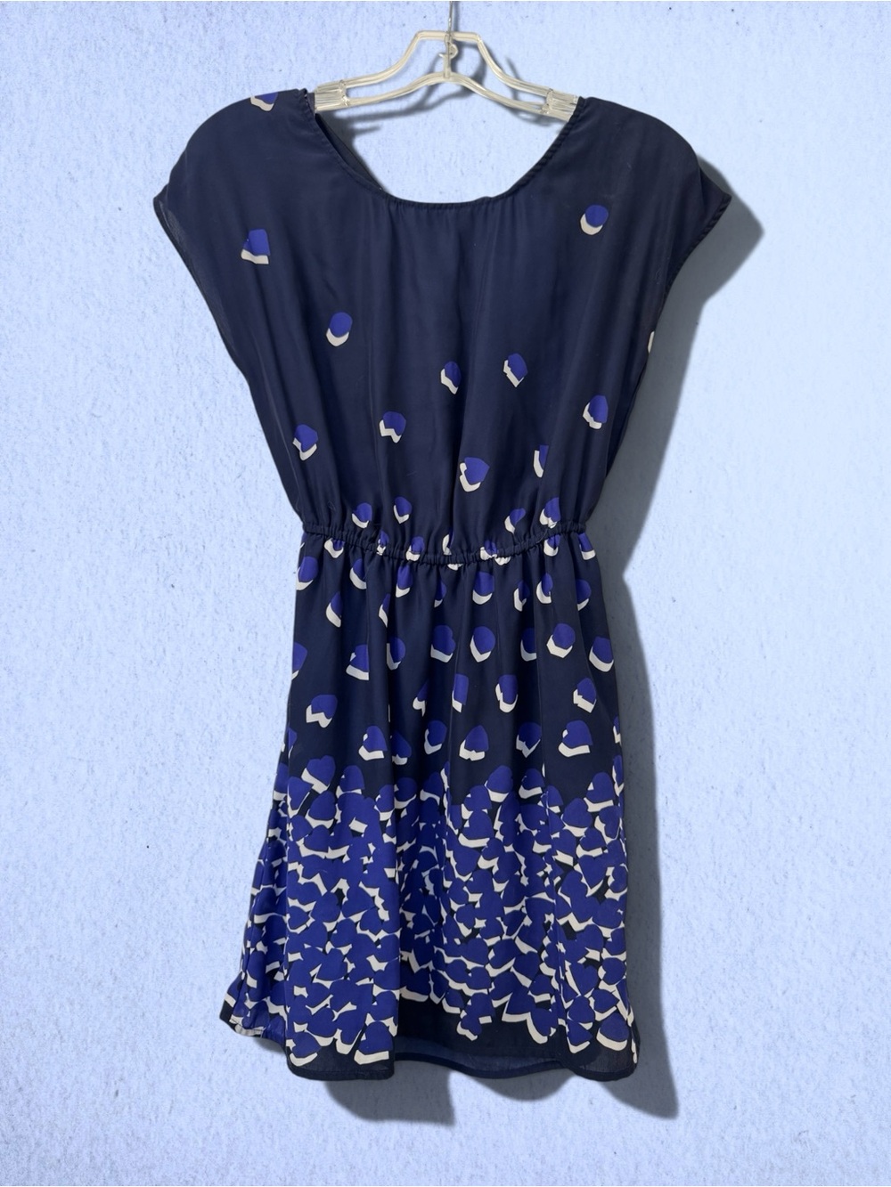 Cooperative Navy Dress with Cream and Blue Abstract Print